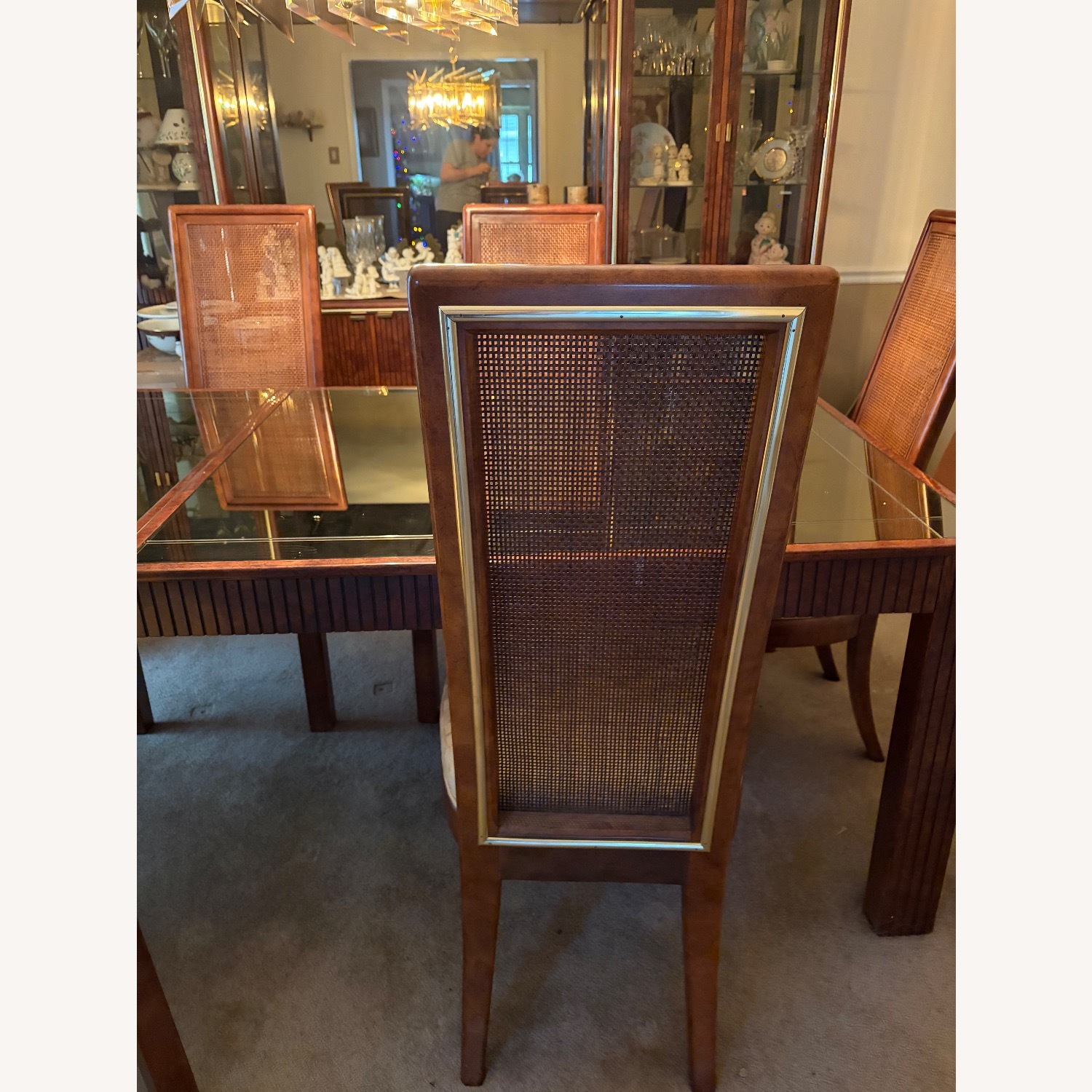 Burlwood Dining Table Mirrored Glass Top  - image-16