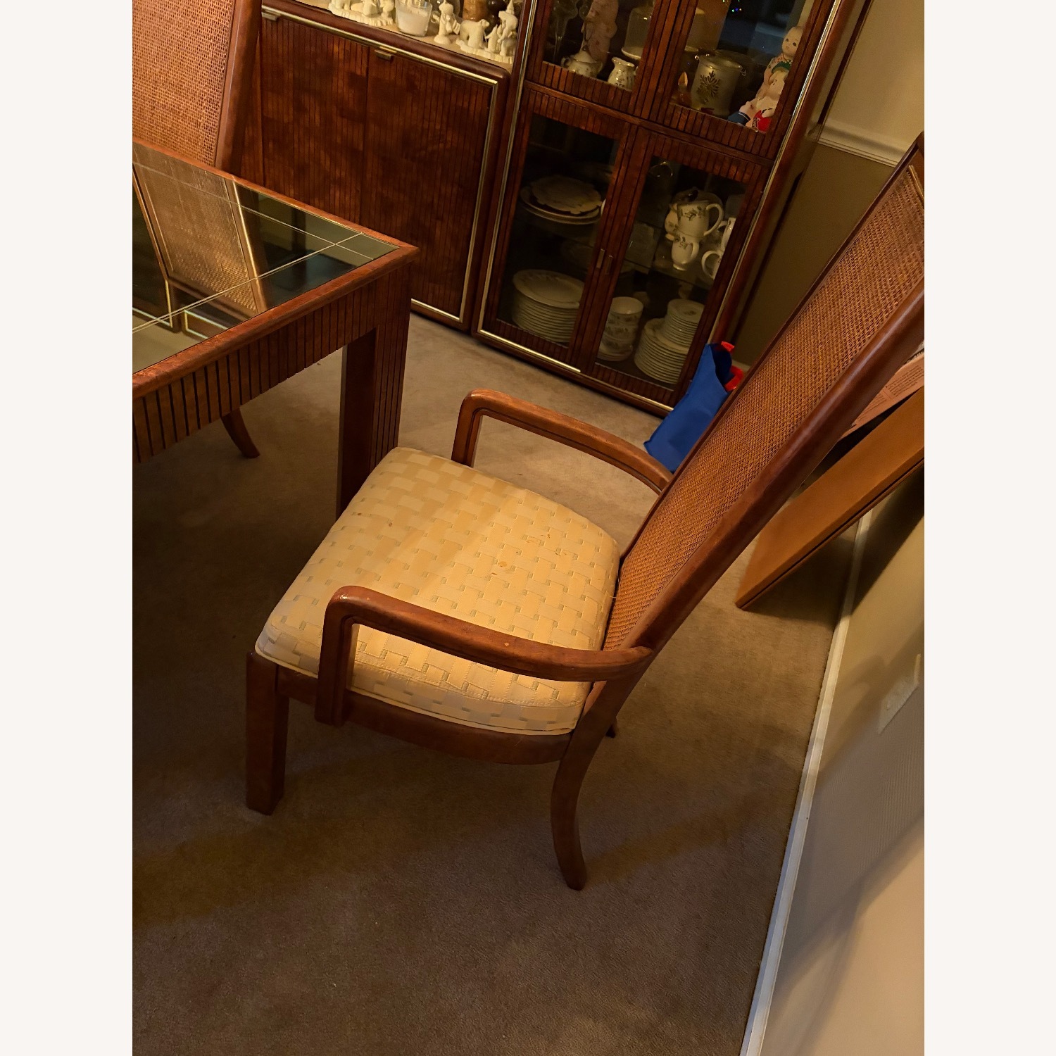 Burlwood Dining Table Mirrored Glass Top  - image-14