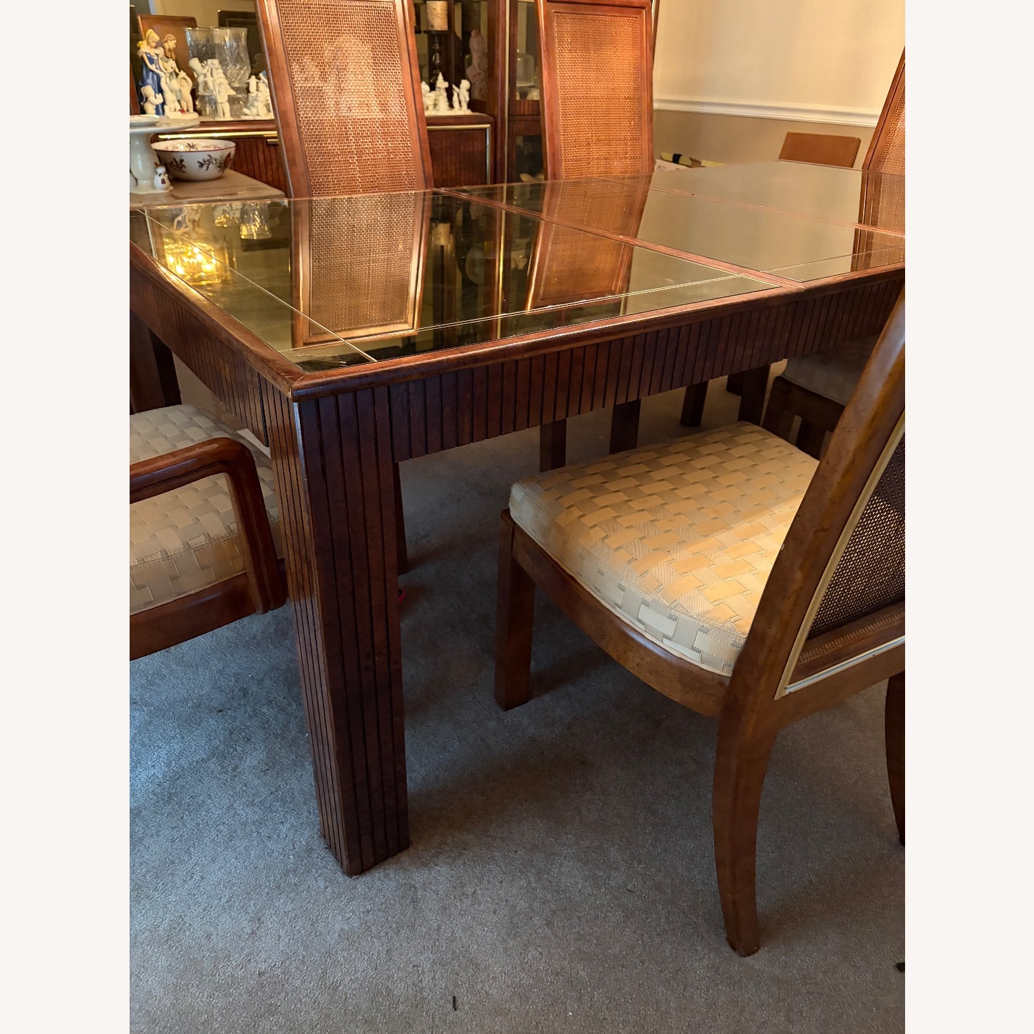 Burlwood Dining Table Mirrored Glass Top  - image-13