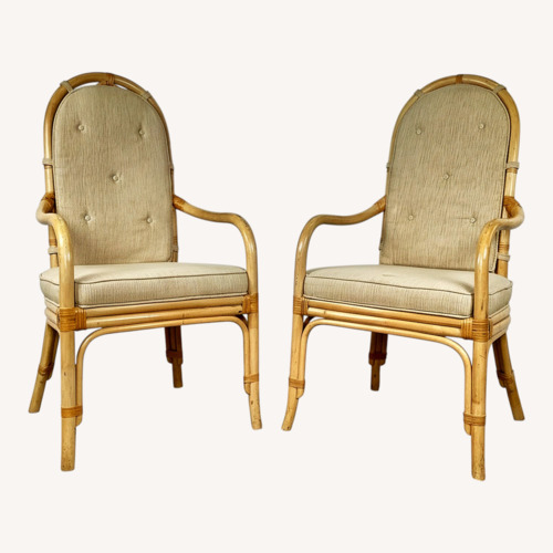 Used Vintage Coastal Henredon Rattan Armchairs for sale on AptDeco