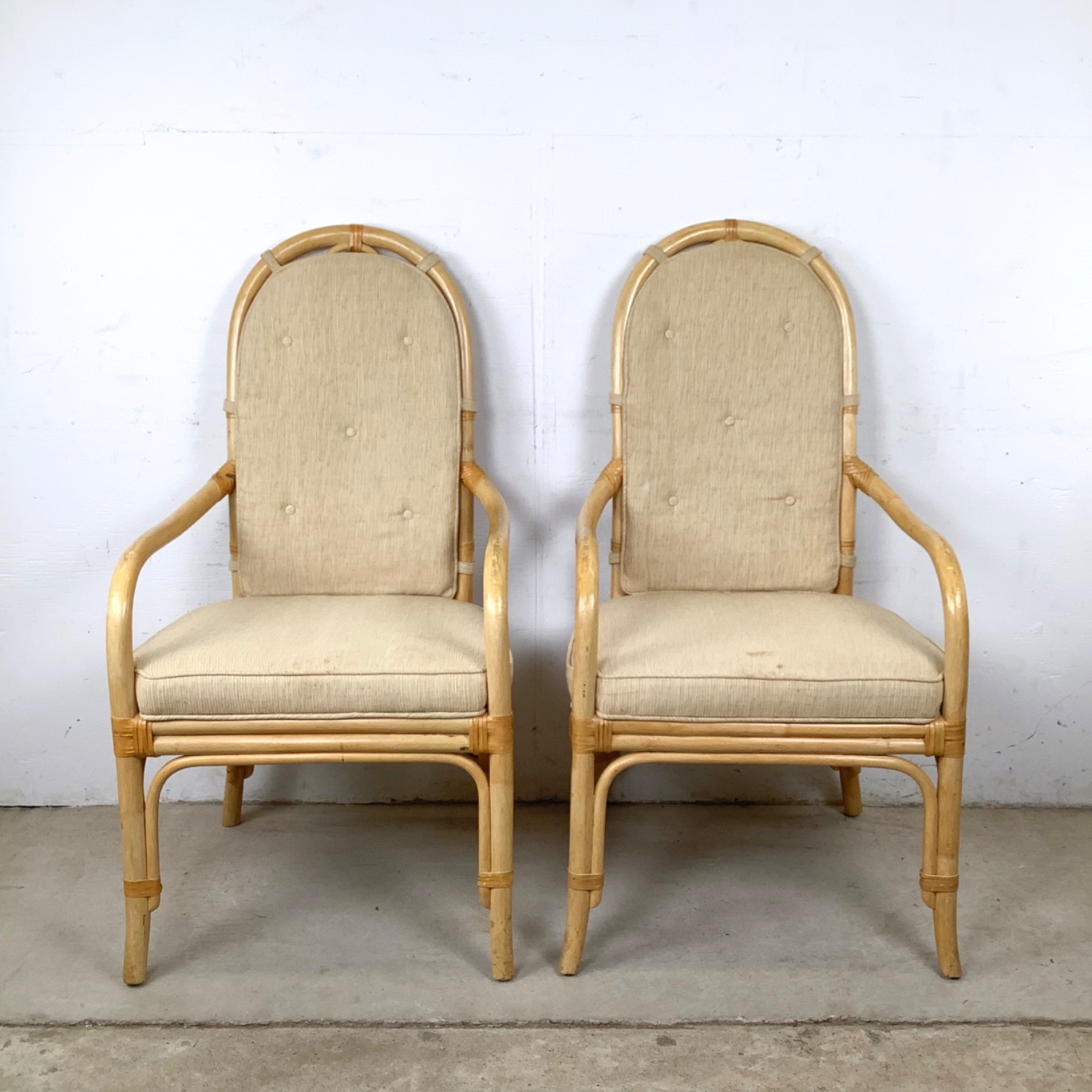Vintage Coastal Henredon Rattan Armchairs - image-4