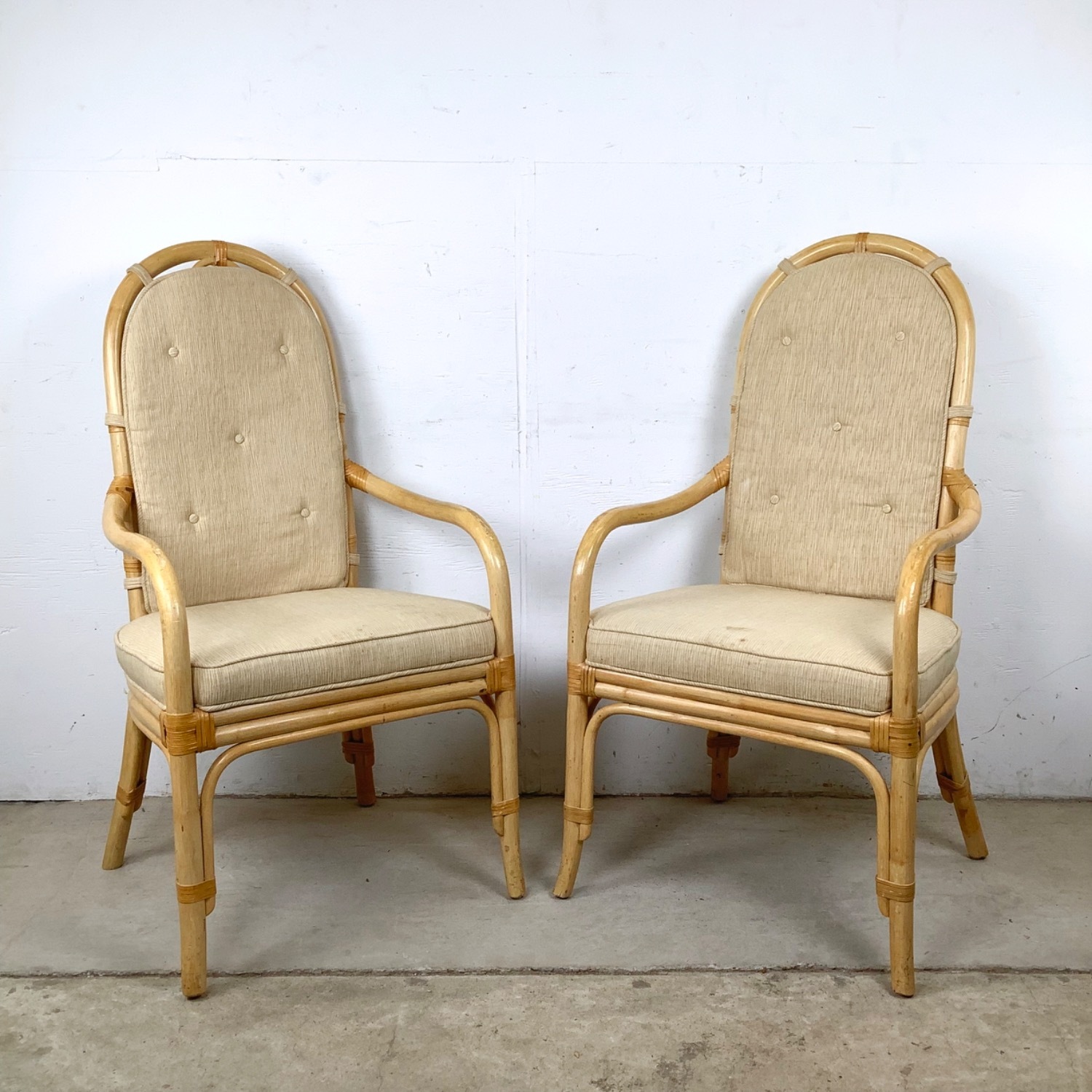 Vintage Coastal Henredon Rattan Armchairs - image-1