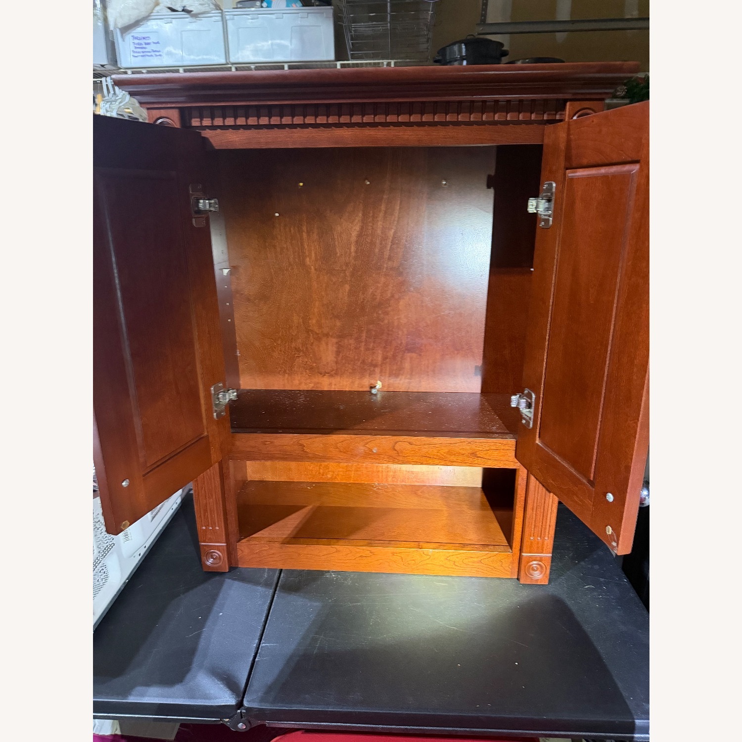 Vintage/Antique Dark Brown Wood Wall Shelf - image-2