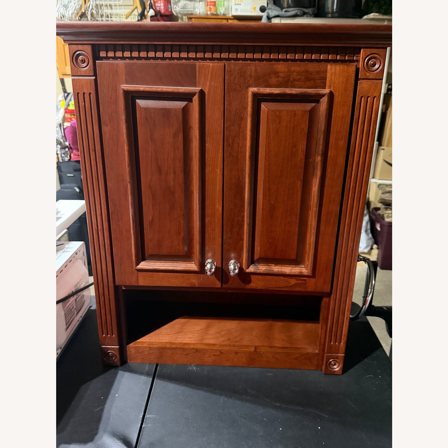 Vintage/Antique Dark Brown Wood Wall Shelf - image-1