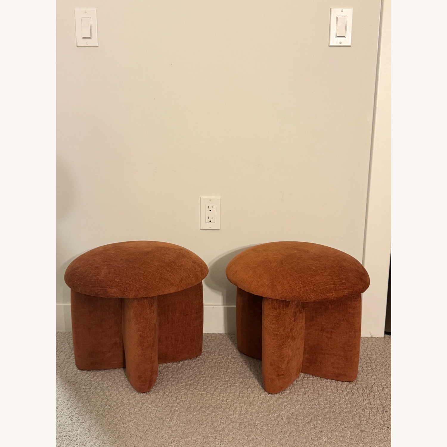 West Elm Burnt Orange Ottoman - image-1