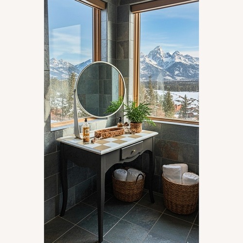 Used Modern Vintage Vanity And Mirror Checkered  for sale on AptDeco