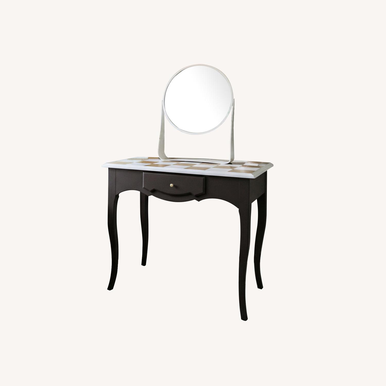 Modern Vintage Vanity And Mirror Checkered  - image-0