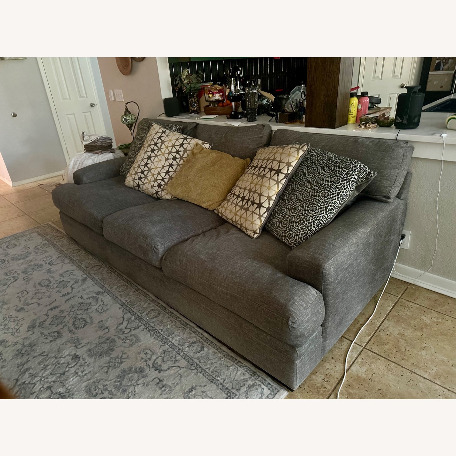 Rooms To Go Light Gray Fabric 3+ Seater Sofa - image-0