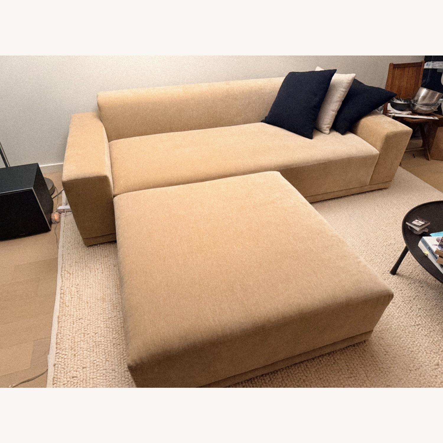 CB2 Faible Wheat Velvet Sofa & Ottoman - image-2