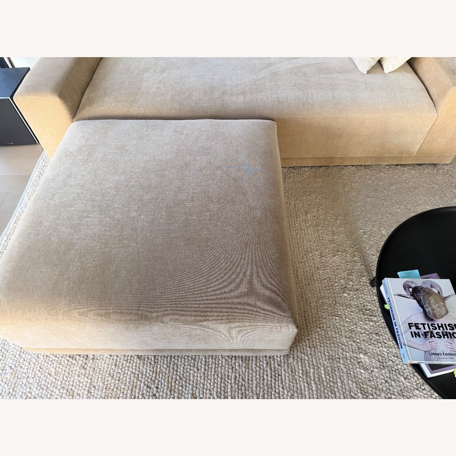 CB2 Faible Wheat Velvet Sofa & Ottoman - image-3