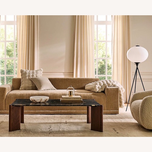 Used CB2 Faible Wheat Velvet Sofa & Ottoman for sale on AptDeco