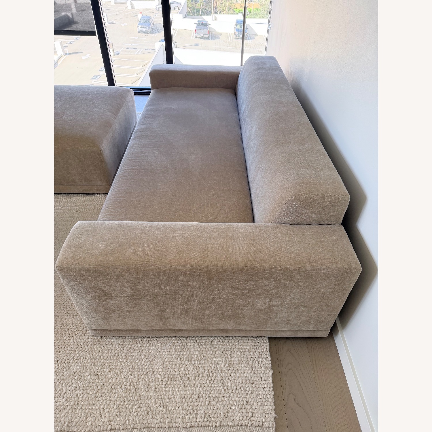 CB2 Faible Wheat Velvet Sofa & Ottoman - image-6