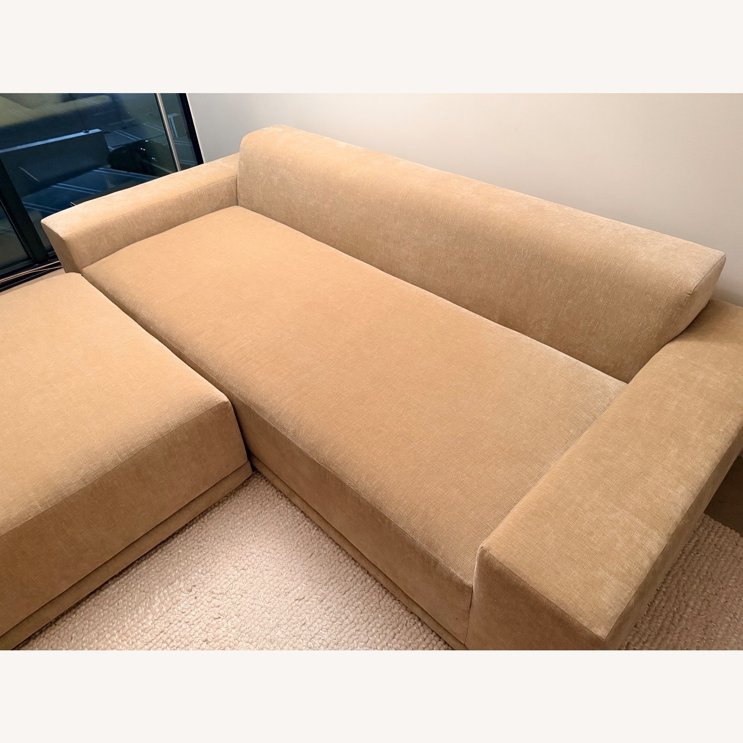 CB2 Faible Wheat Velvet Sofa & Ottoman - image-4