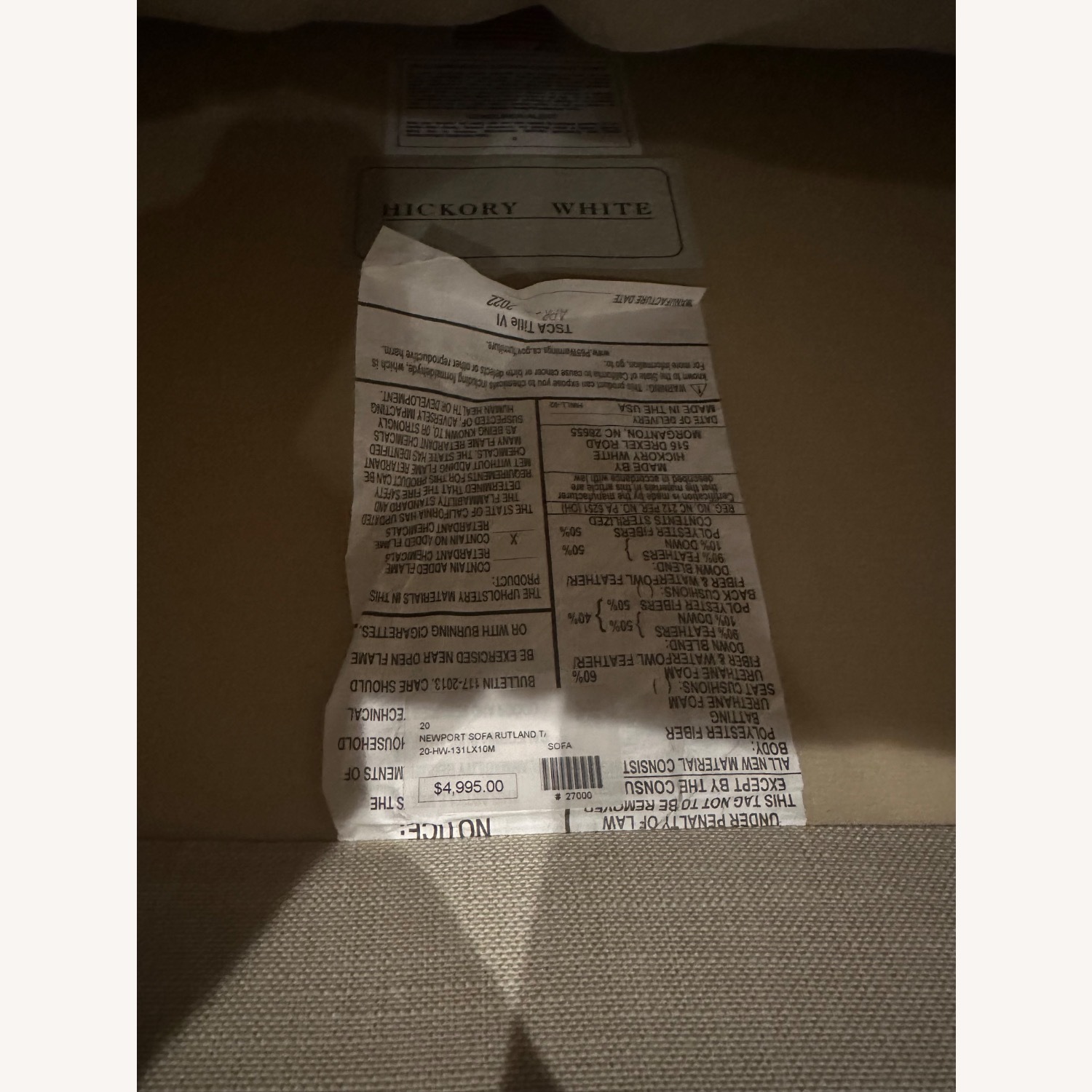 Hickory White Sofa - image-5