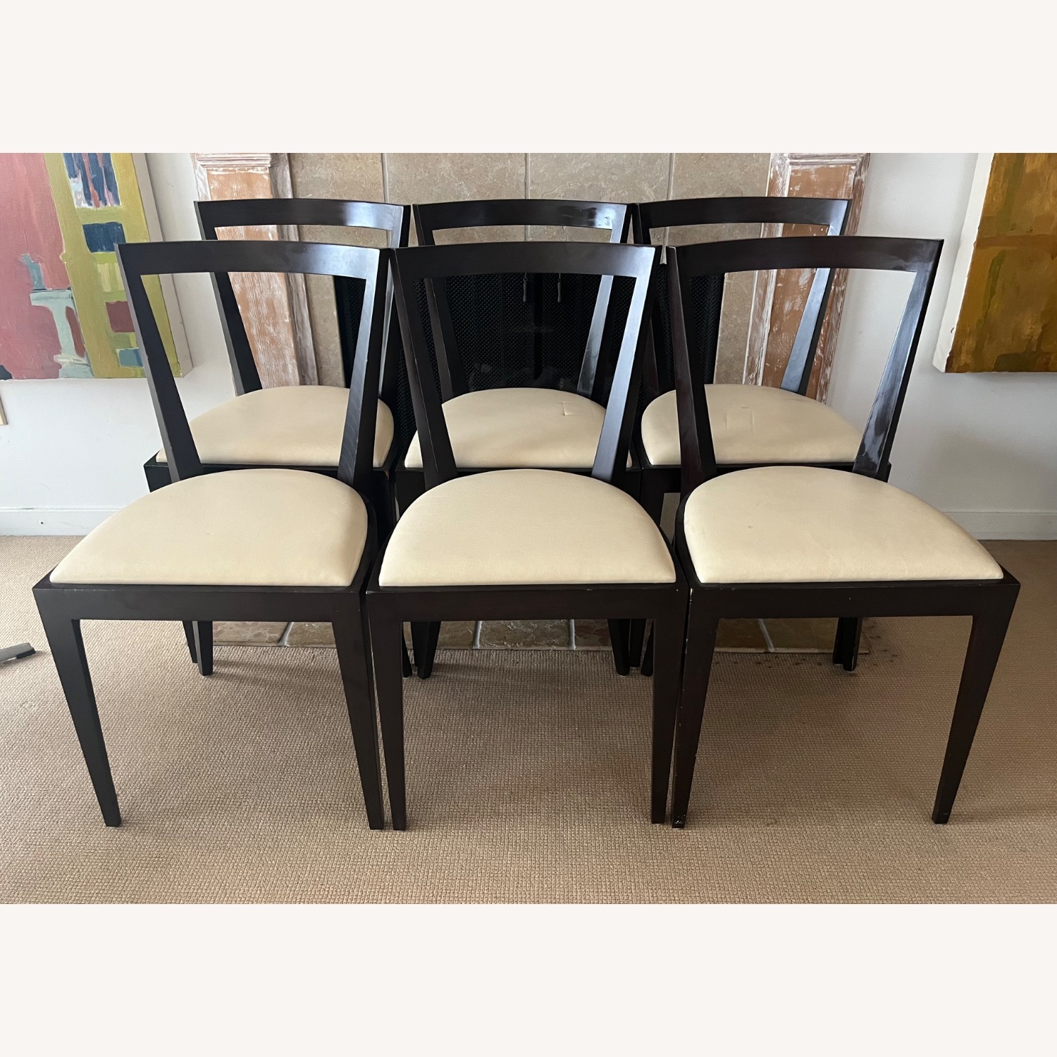 Maria Yee Dining Chairs White Leather S/6 - image-10