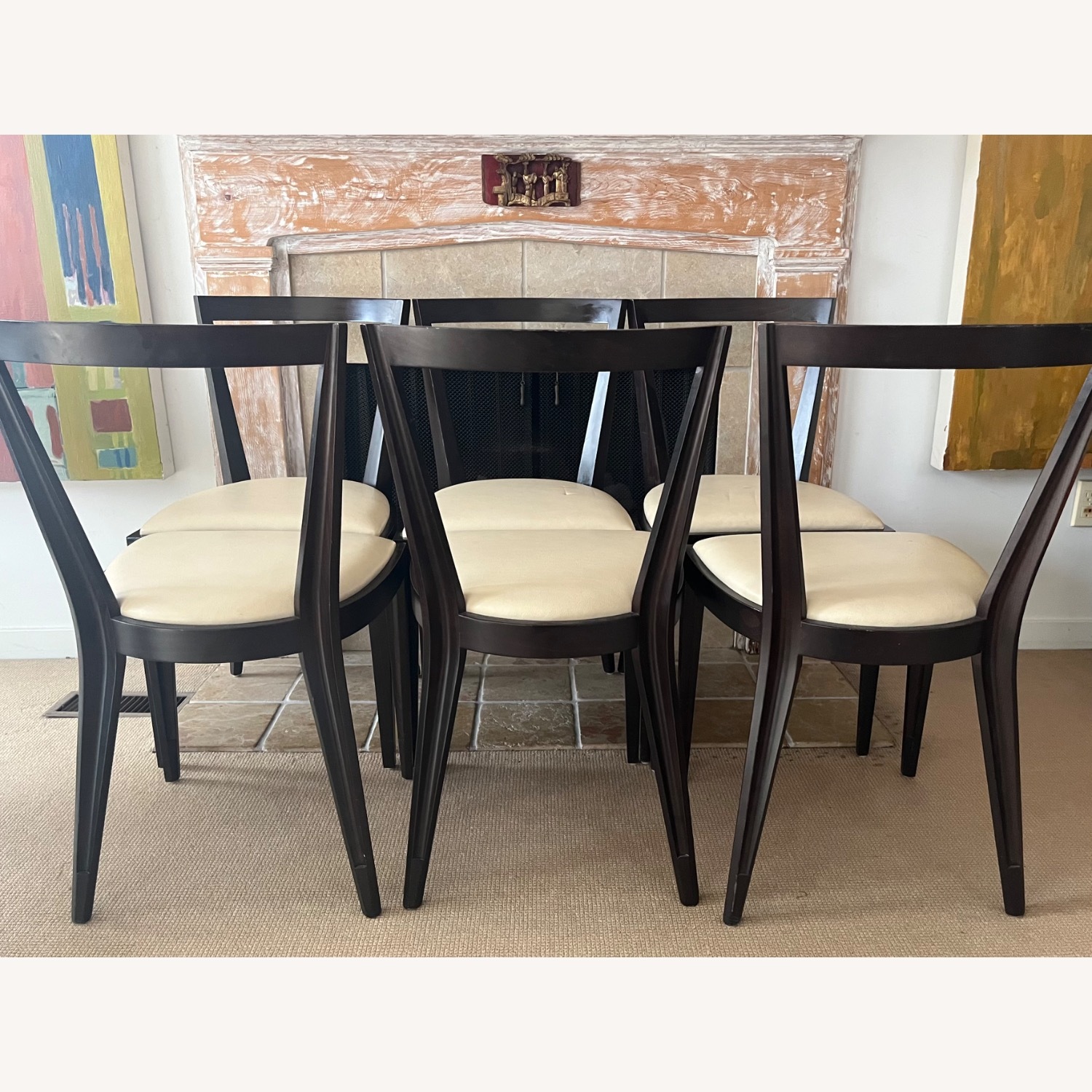 Maria Yee Dining Chairs White Leather S/6 - image-4