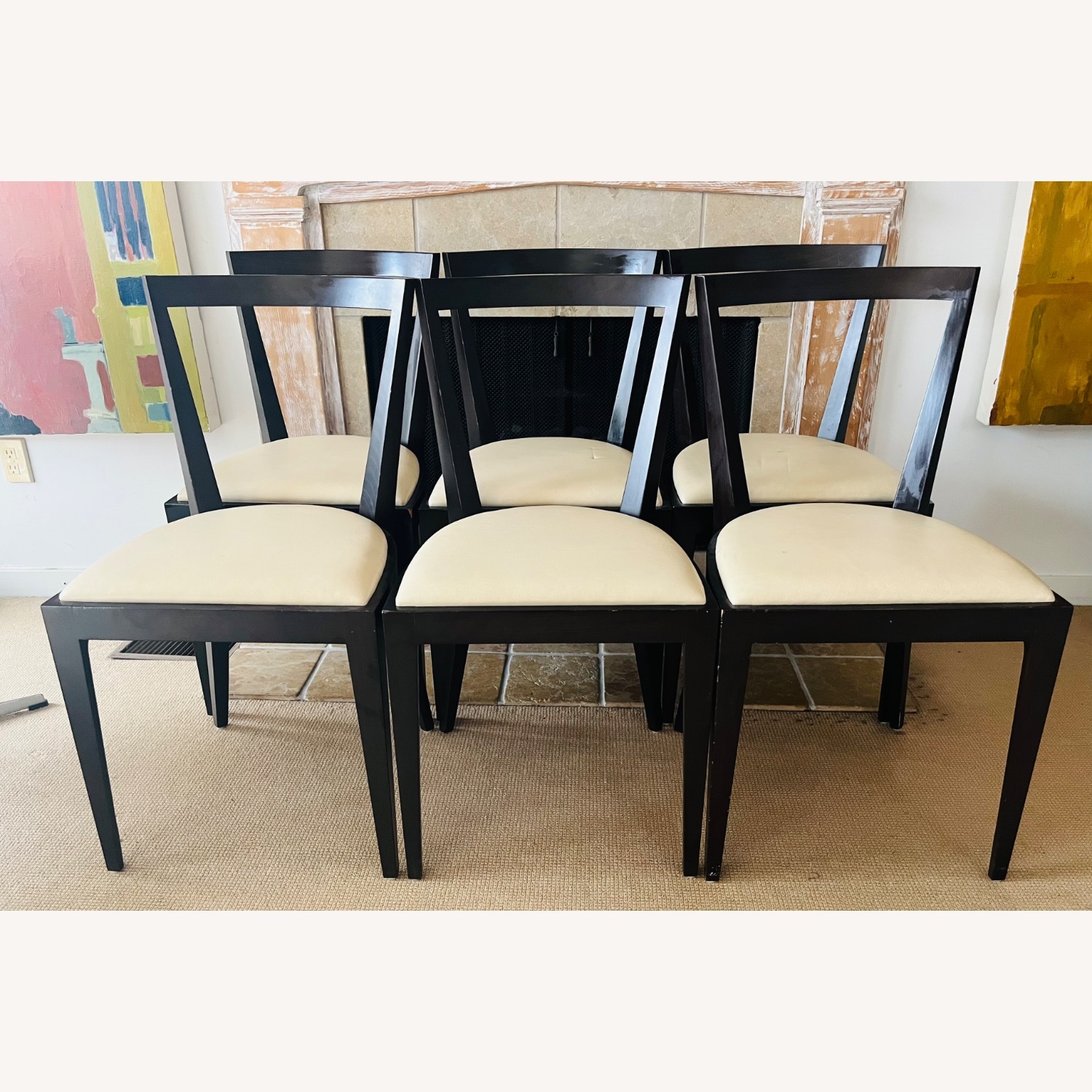 Maria Yee Dining Chairs White Leather S/6 - image-1