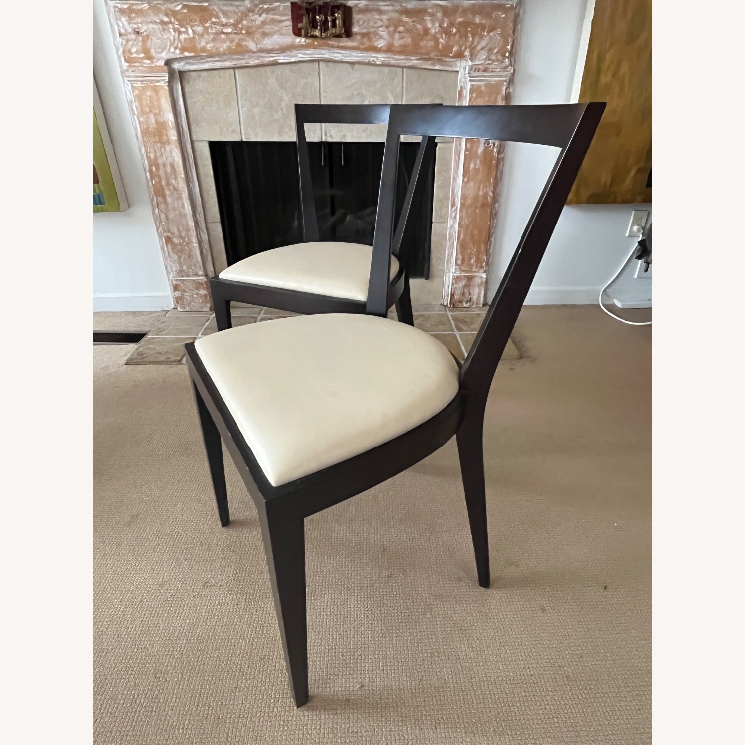 Maria Yee Dining Chairs White Leather S/6 - image-5