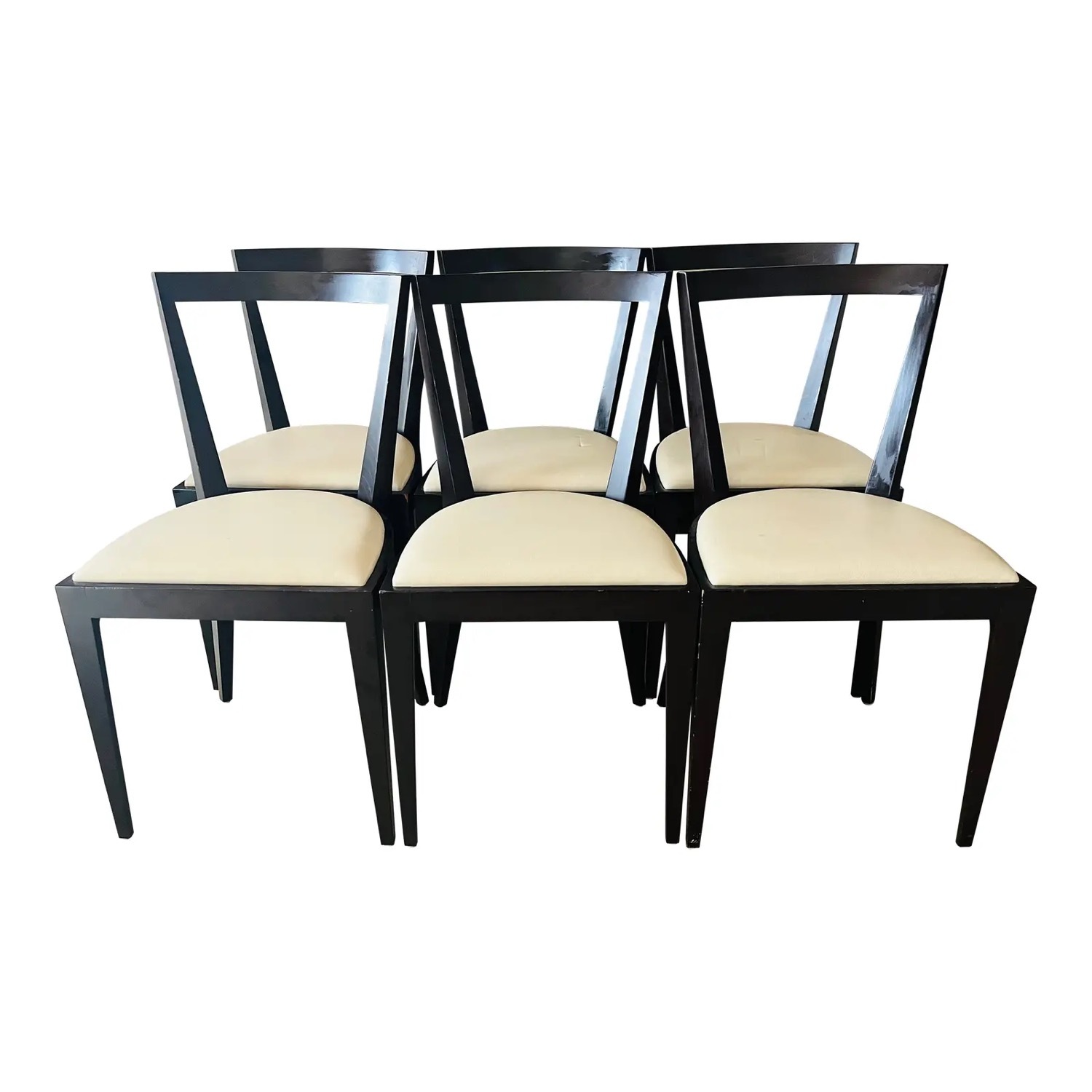 Maria Yee Dining Chairs White Leather S/6 - image-0