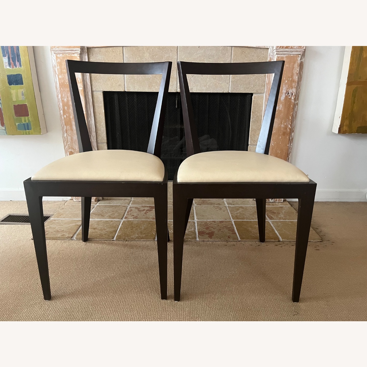 Maria Yee Dining Chairs White Leather S/6 - image-6