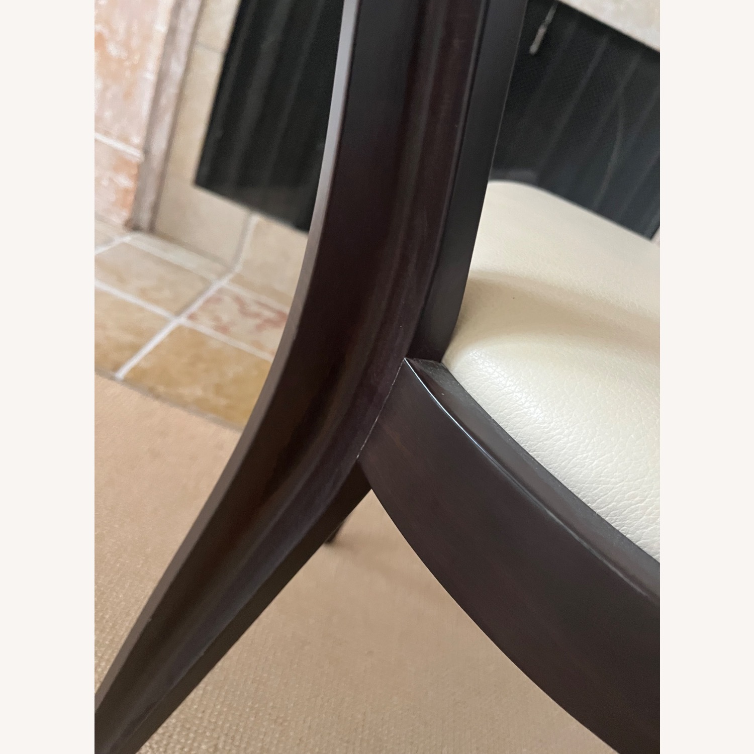 Maria Yee Dining Chairs White Leather S/6 - image-9