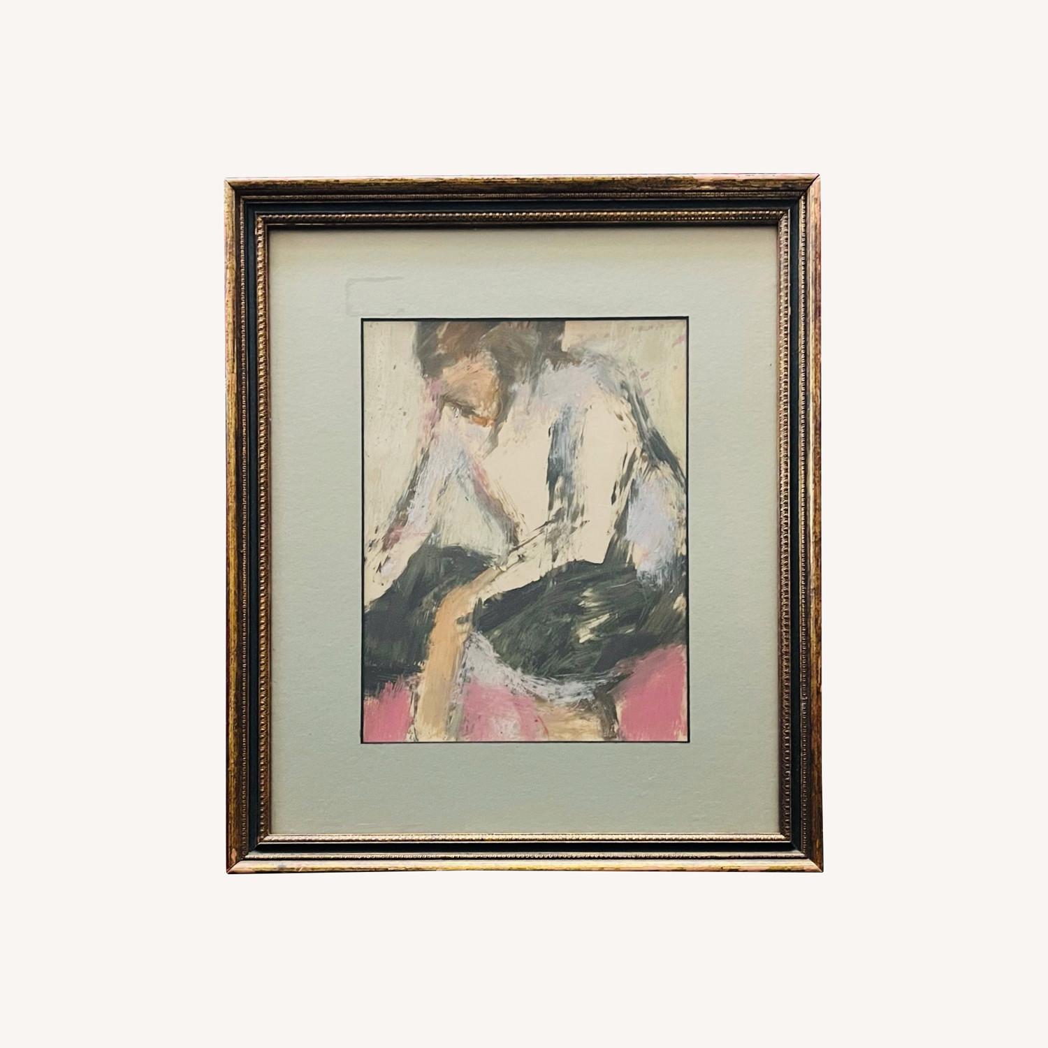 1960s Abstract Figural Painting Framed Signed - image-0