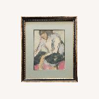 1960s Abstract Figural Painting Framed Signed