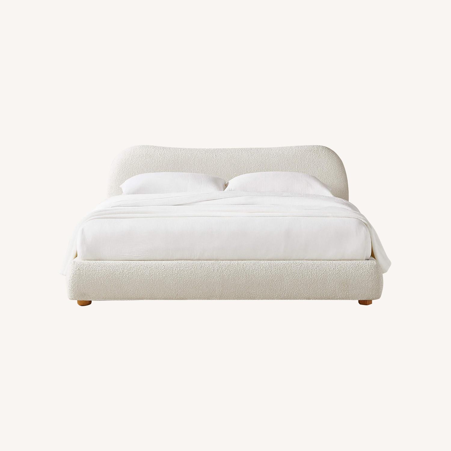 CB2 Diana King Bed White Boucle - image-0