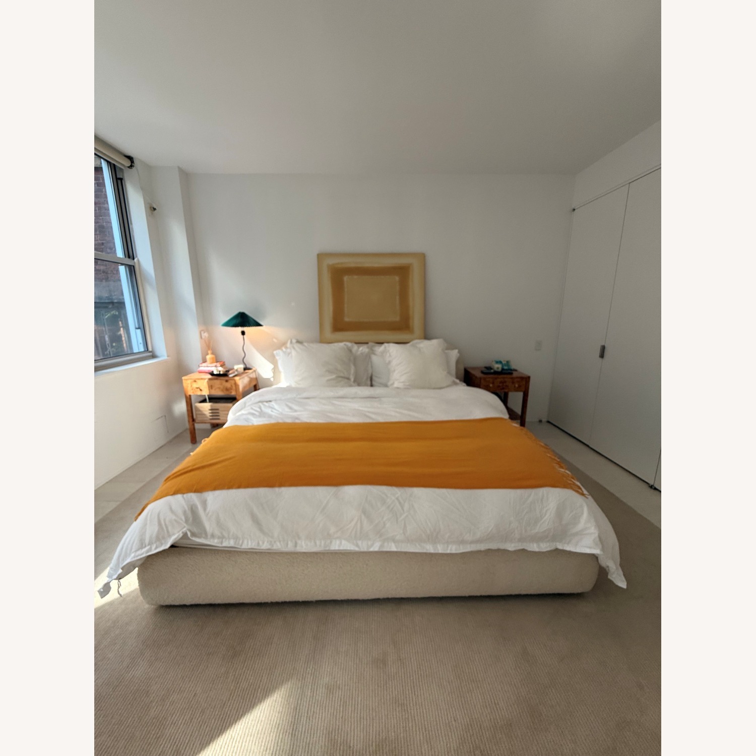 CB2 Diana King Bed White Boucle - image-1