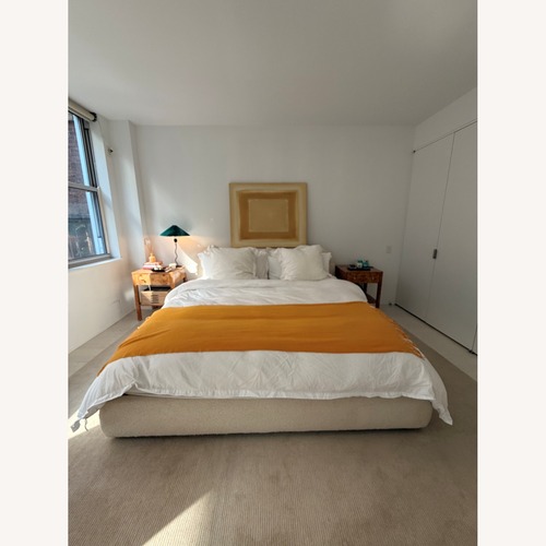 Used CB2 Diana King Bed White Boucle for sale on AptDeco