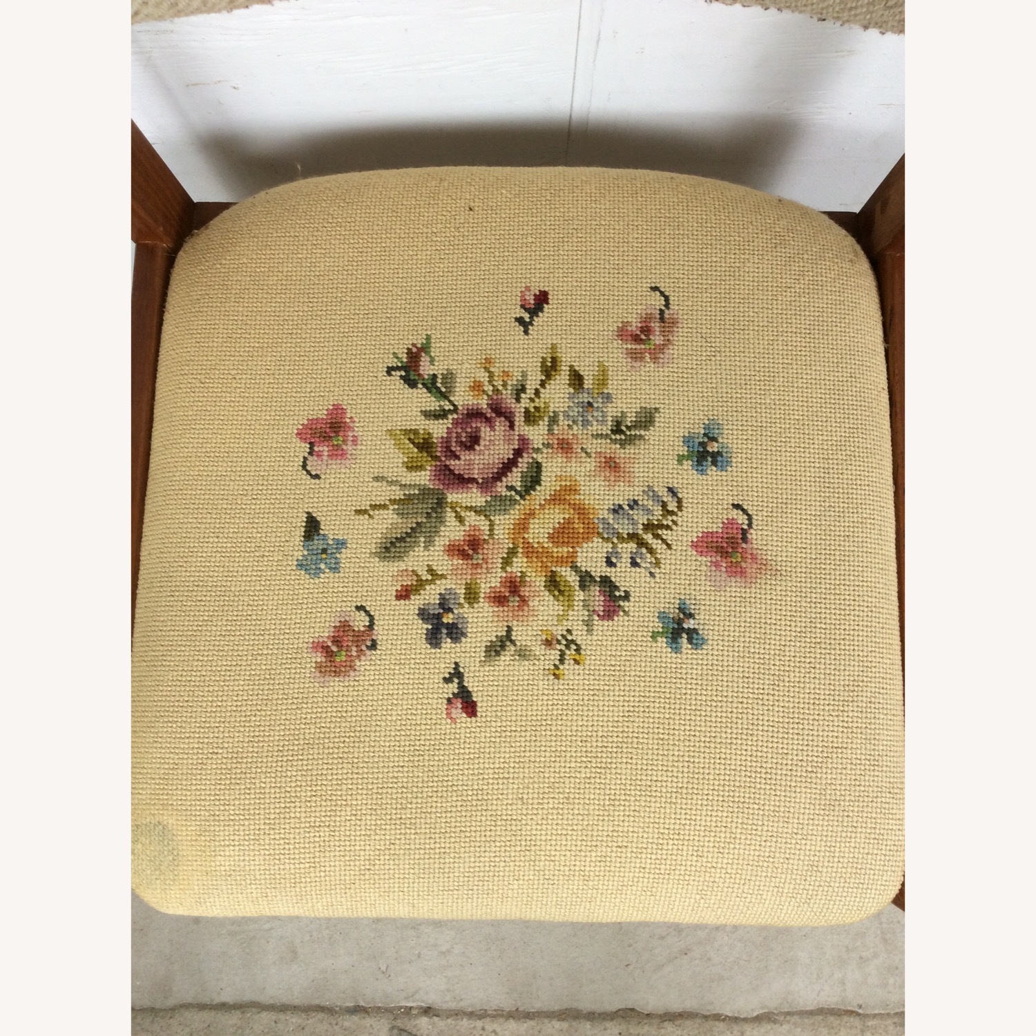 Pair Scandinavian Chairs W Embroidered Seats - image-11