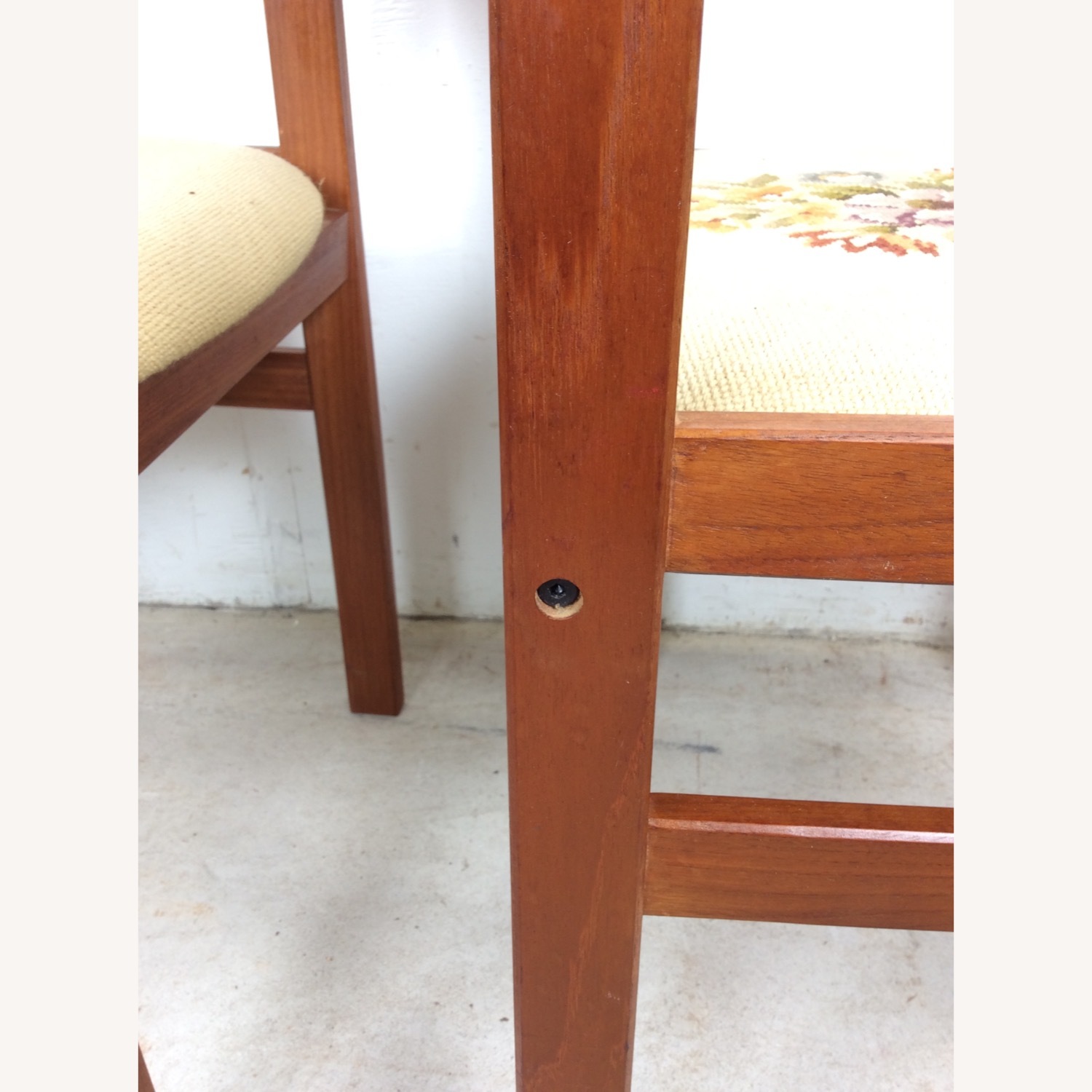 Pair Scandinavian Chairs W Embroidered Seats - image-15