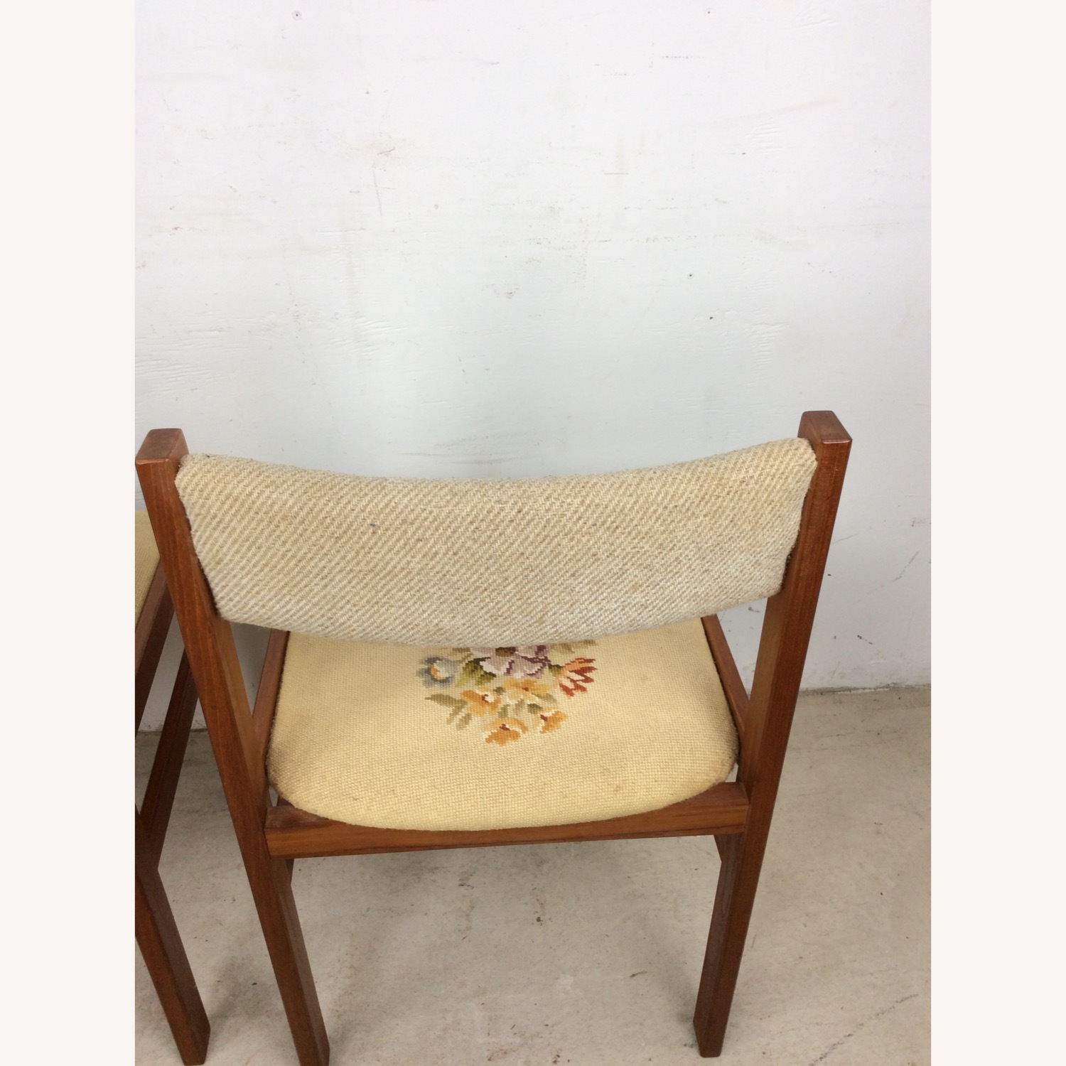 Pair Scandinavian Chairs W Embroidered Seats - image-13