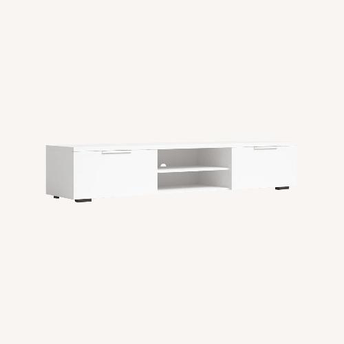 Used White High Gloss 68 Inch Wide Media Console for sale on AptDeco
