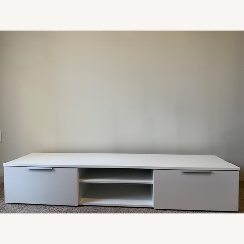 Used White High Gloss 68 Inch Wide Media Console for sale on AptDeco