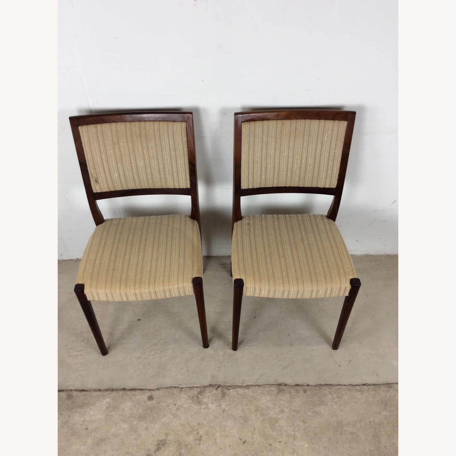 Scandinavian Rosewood Chairs W Vintage Fabric - image-4