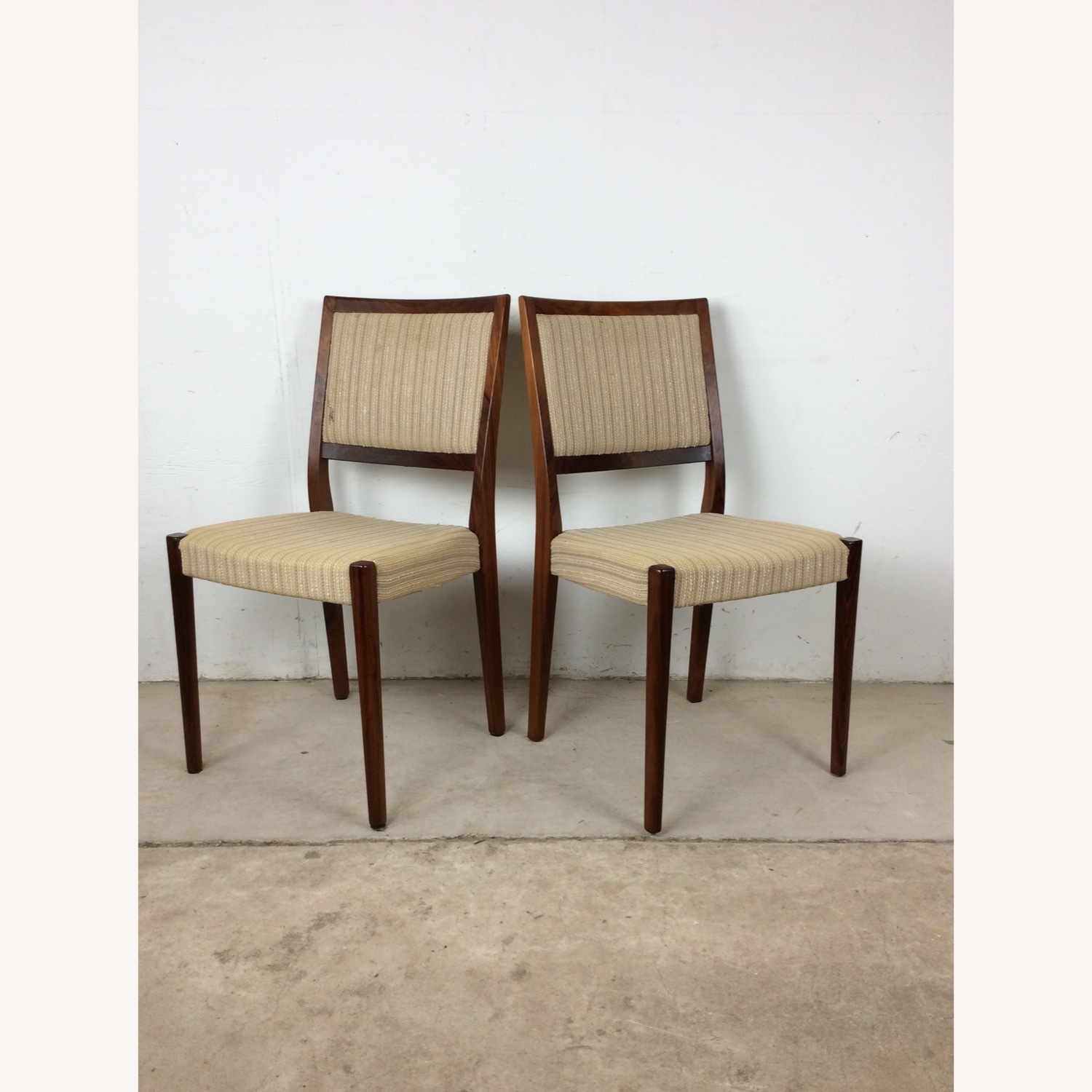 Scandinavian Rosewood Chairs W Vintage Fabric - image-18