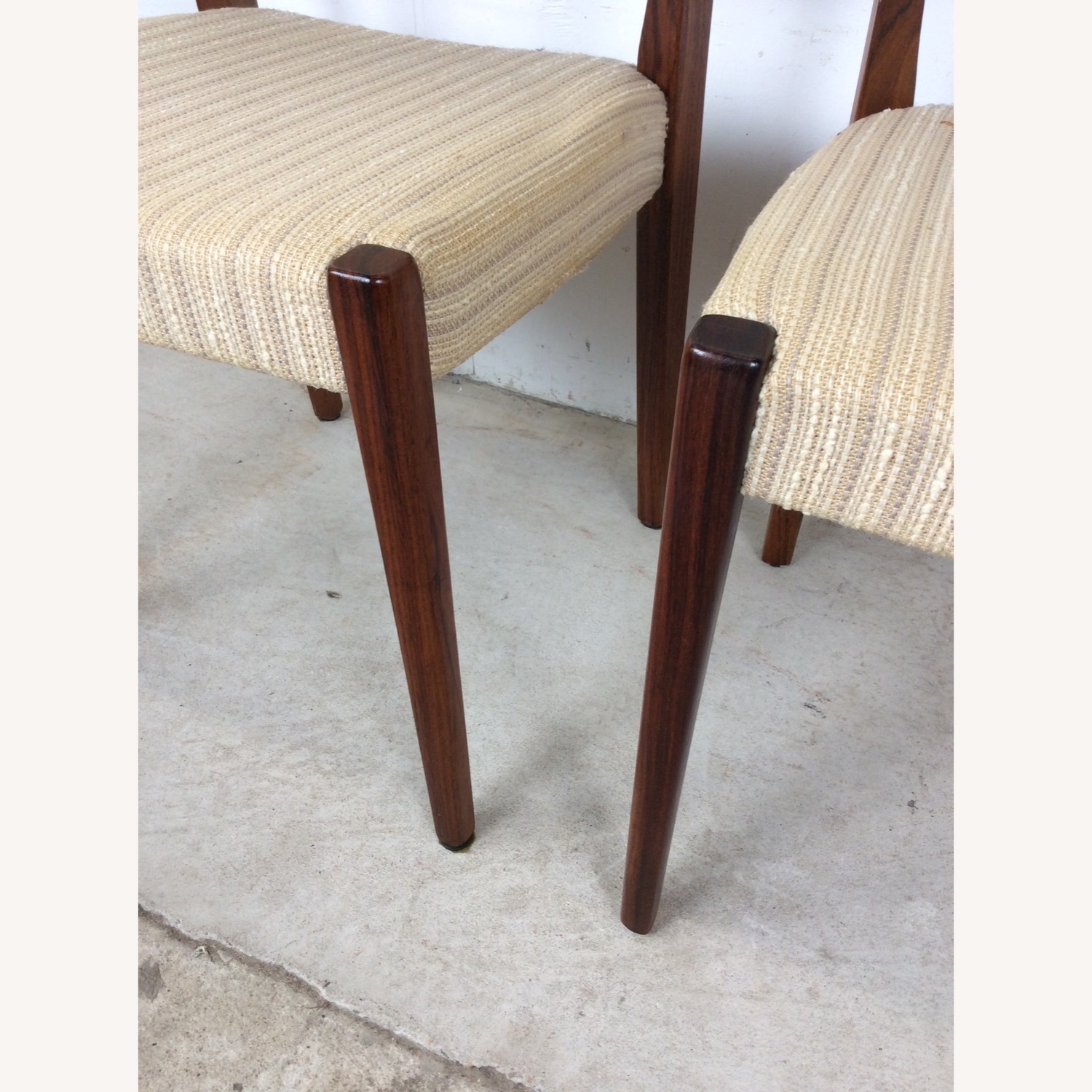 Scandinavian Rosewood Chairs W Vintage Fabric - image-13