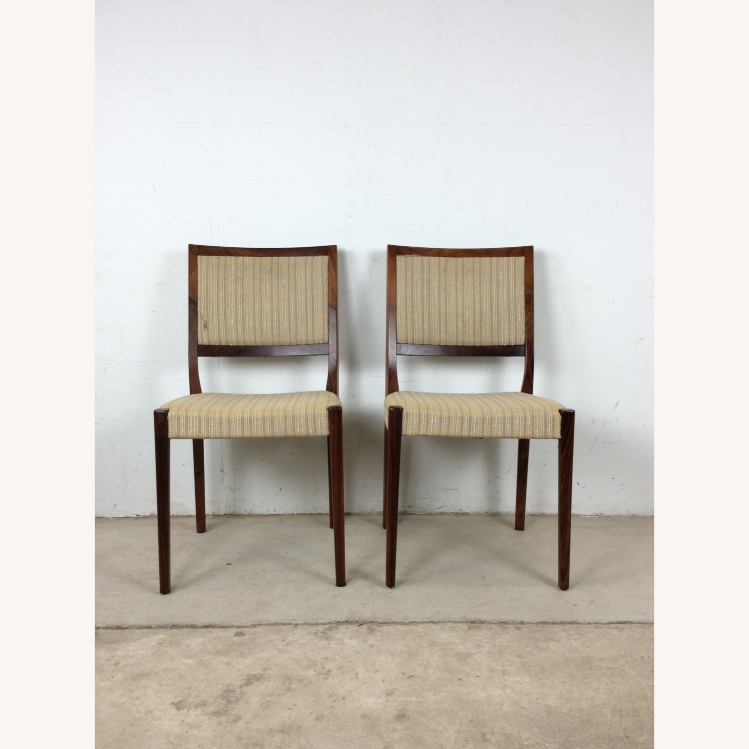 Scandinavian Rosewood Chairs W Vintage Fabric - image-3