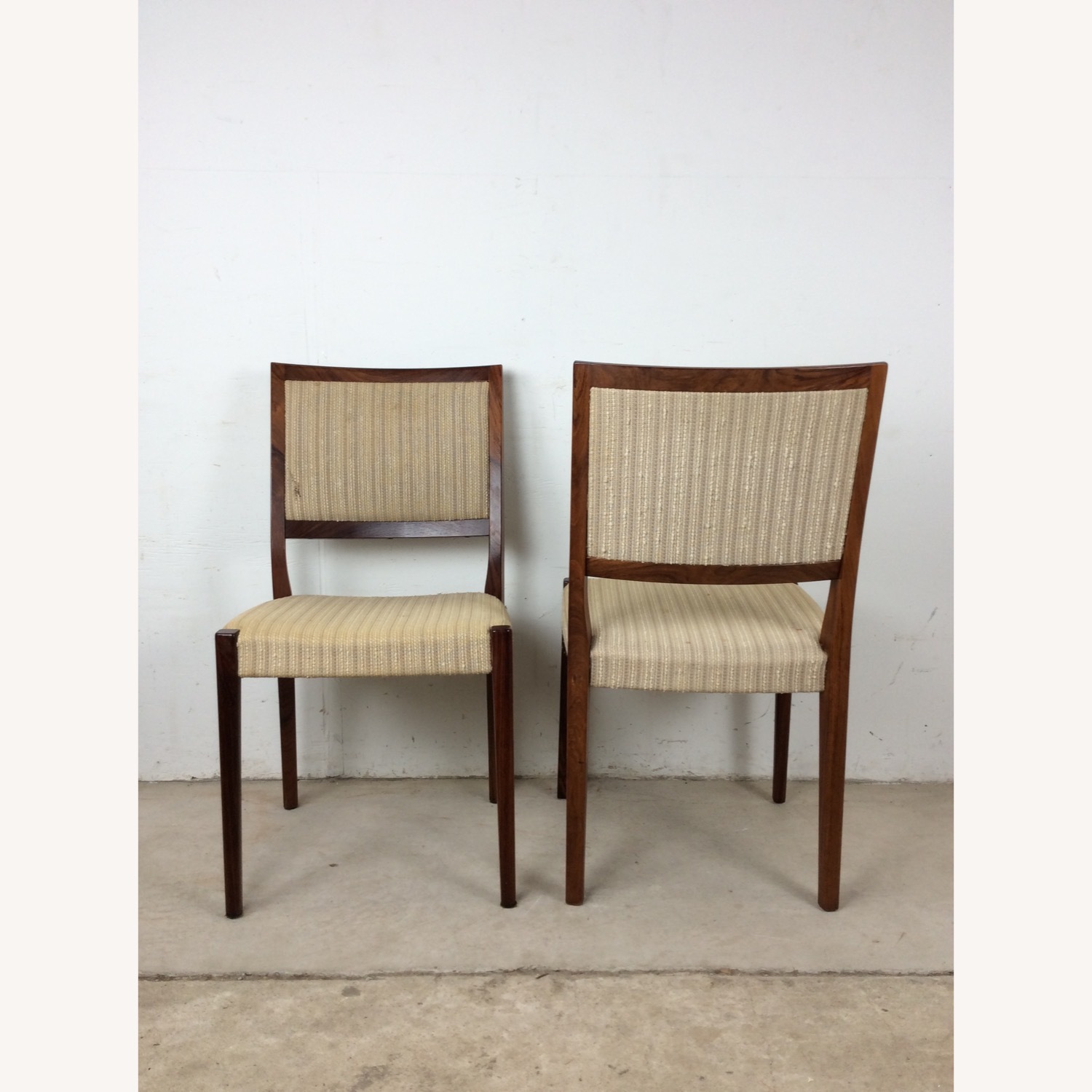 Scandinavian Rosewood Chairs W Vintage Fabric - image-10