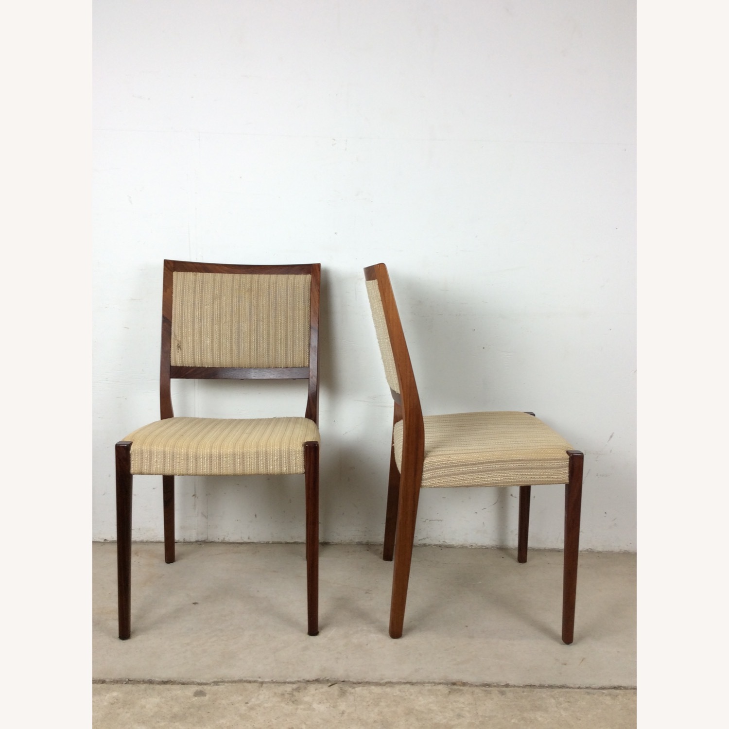 Scandinavian Rosewood Chairs W Vintage Fabric - image-9