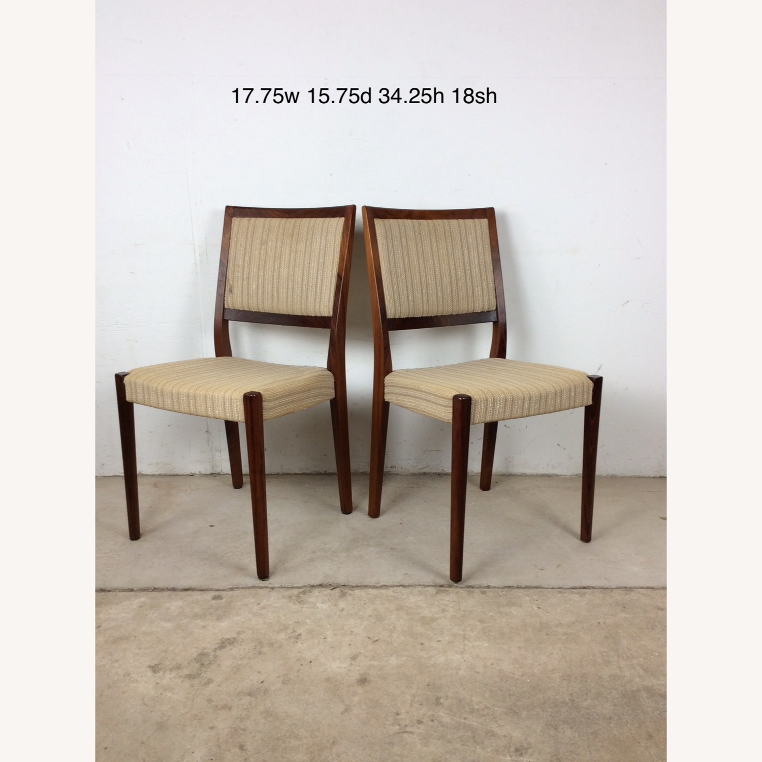 Scandinavian Rosewood Chairs W Vintage Fabric - image-19