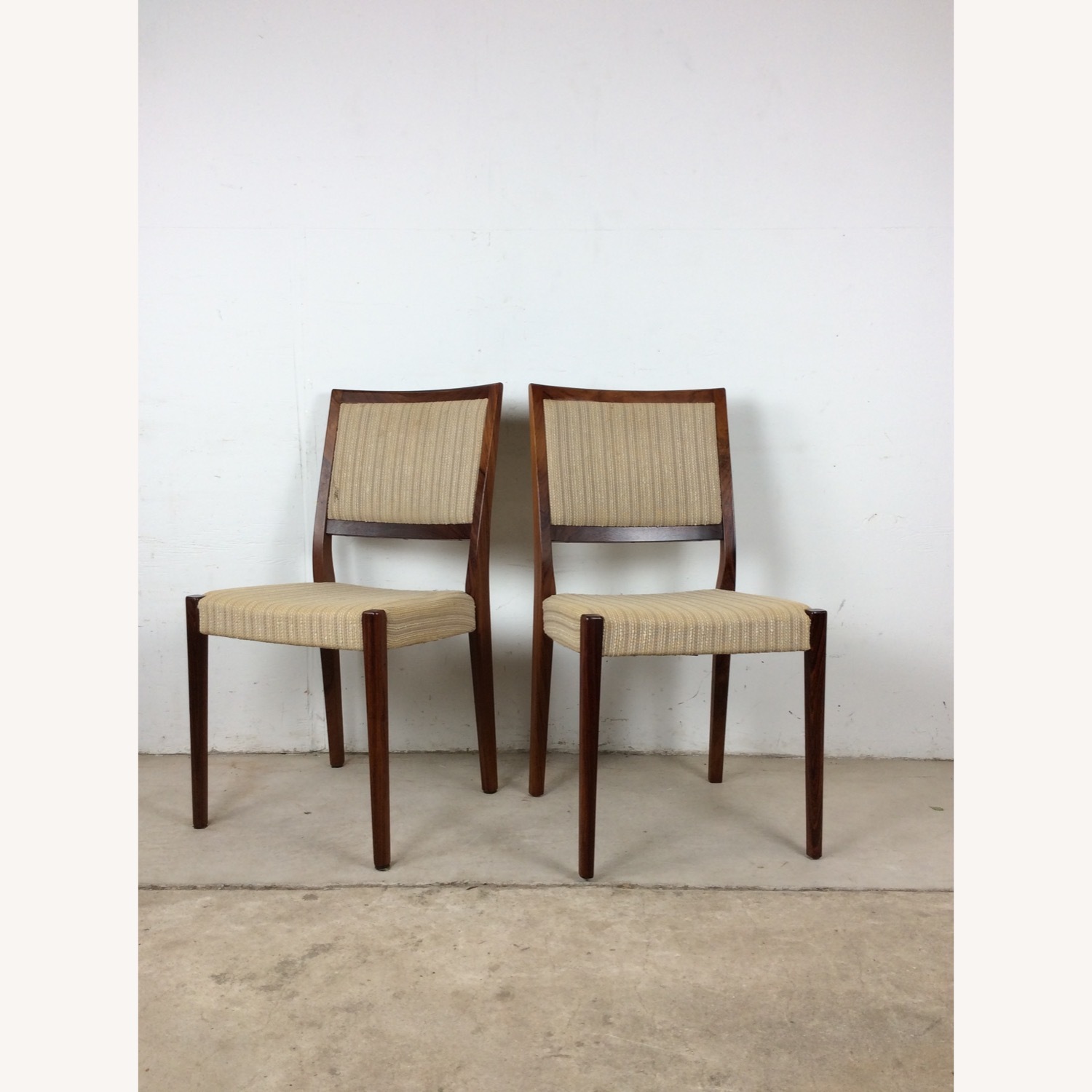 Scandinavian Rosewood Chairs W Vintage Fabric - image-2