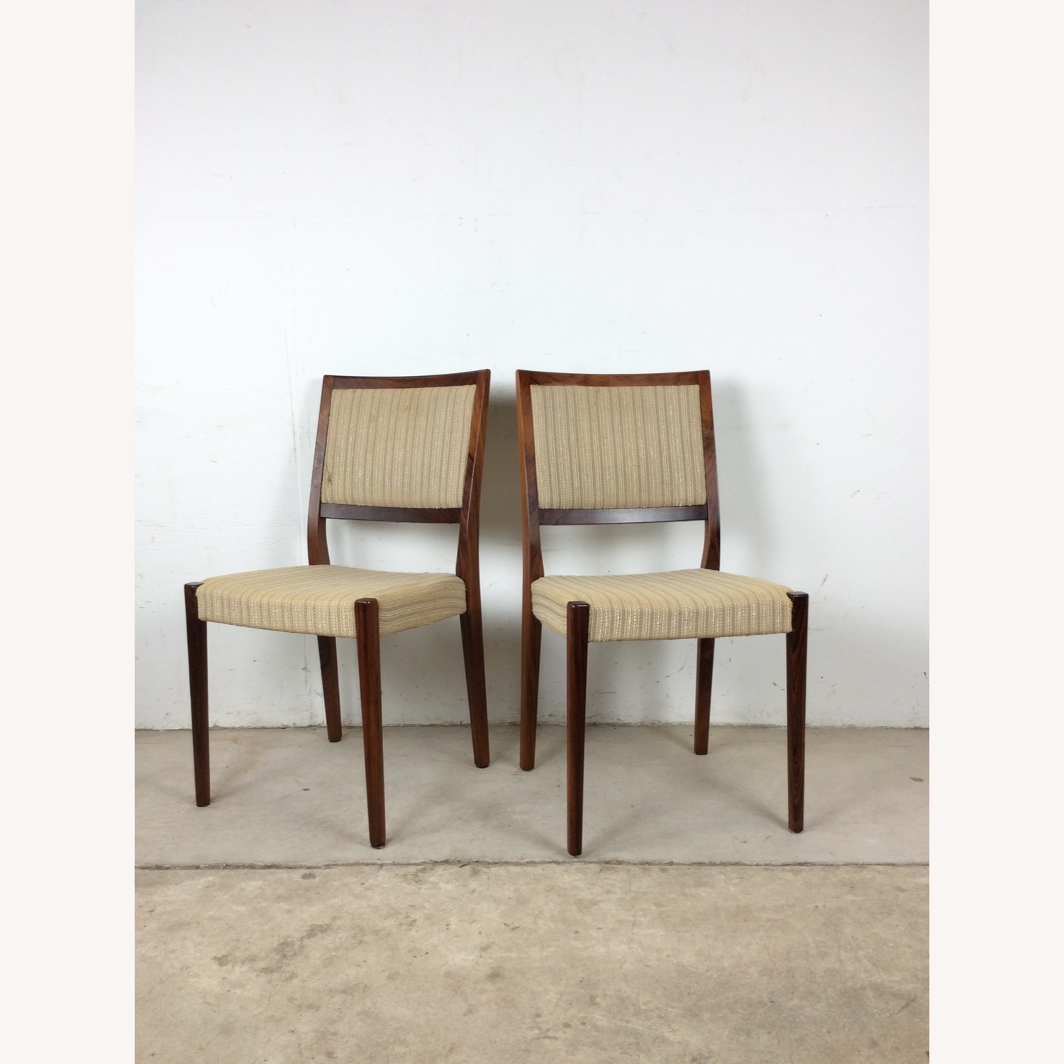 Scandinavian Rosewood Chairs W Vintage Fabric - image-1