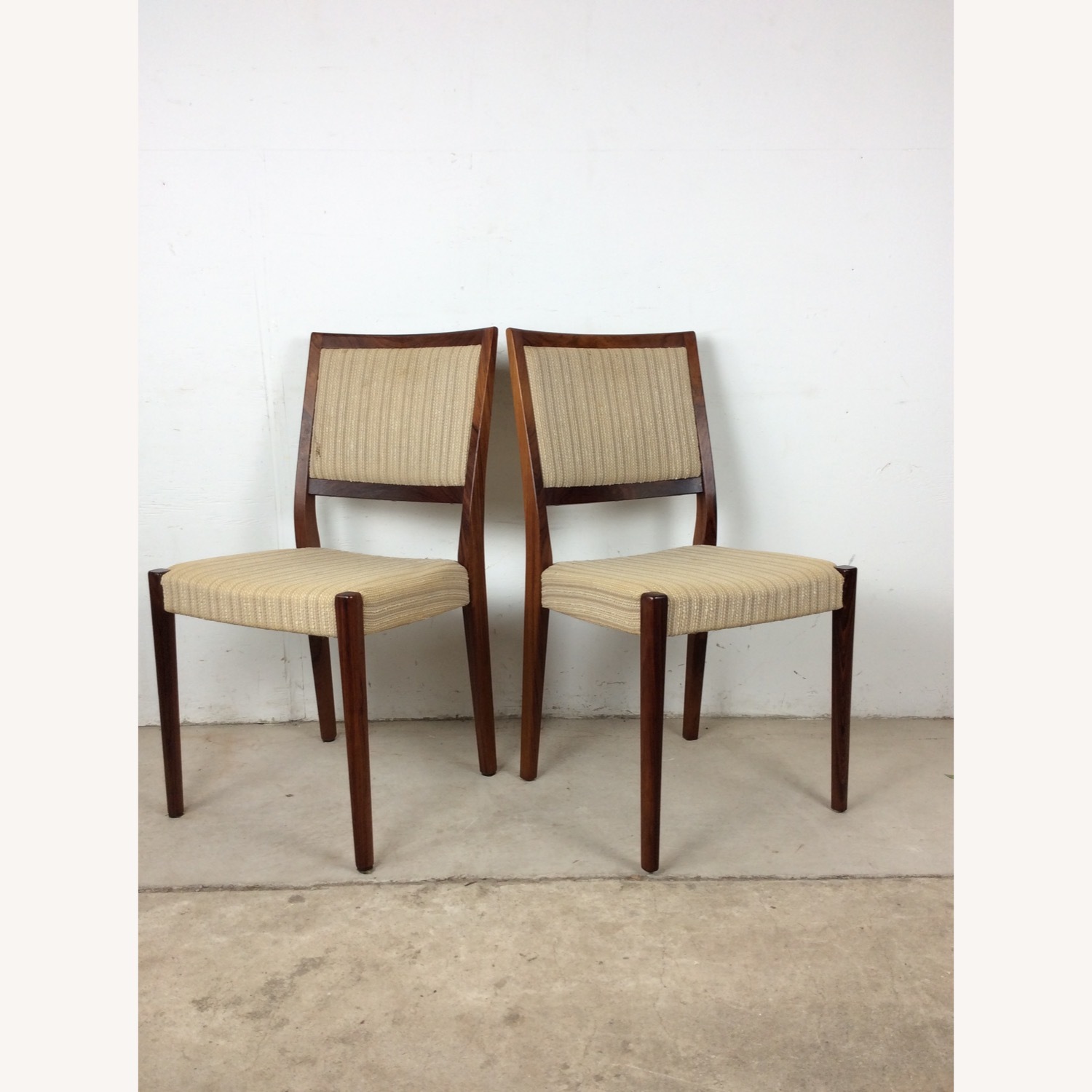 Scandinavian Rosewood Chairs W Vintage Fabric - image-17