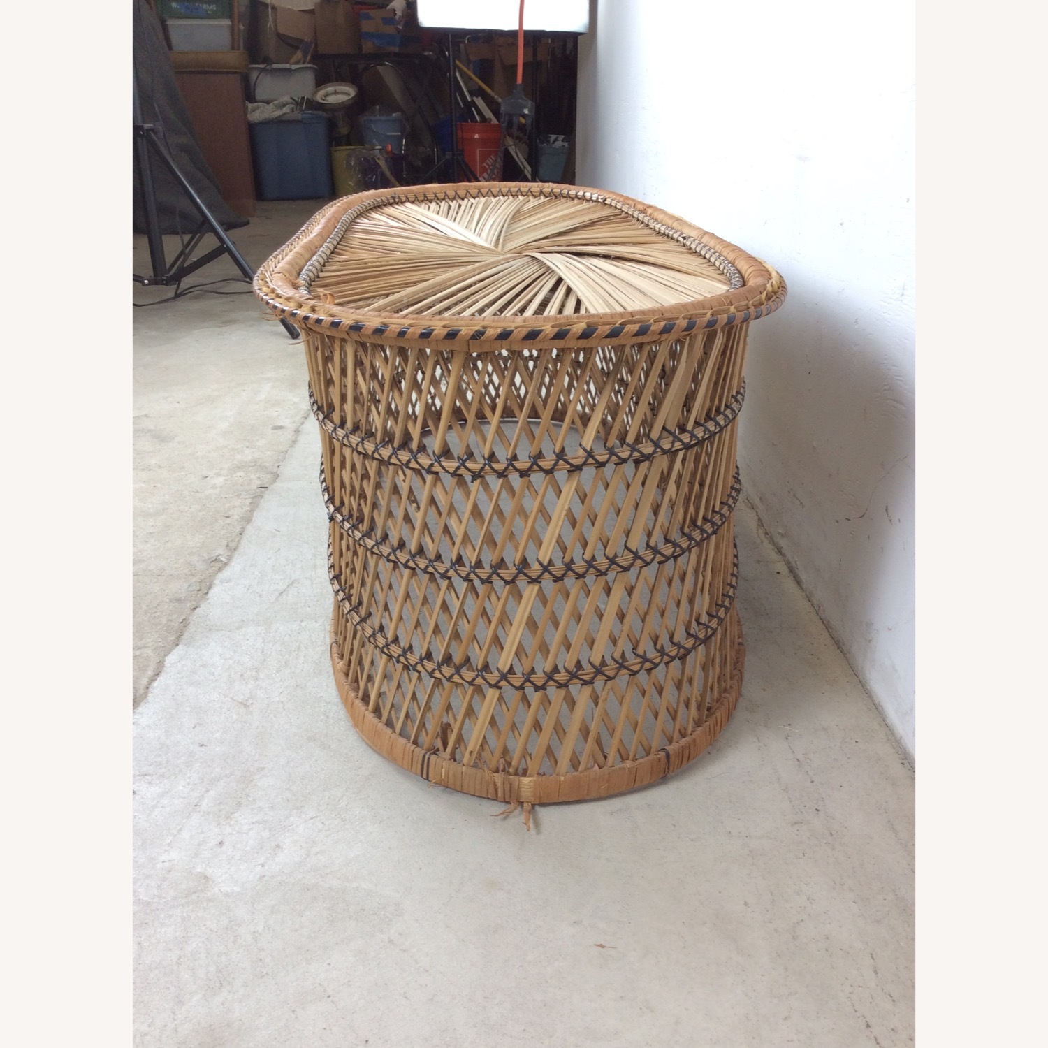 Vintage Rattan Oval Shaped Coffee Table - image-4