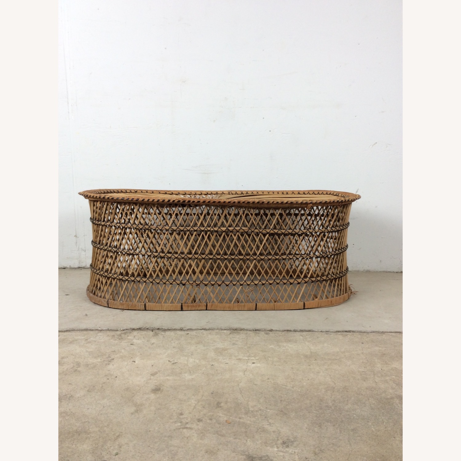 Vintage Rattan Oval Shaped Coffee Table - image-1