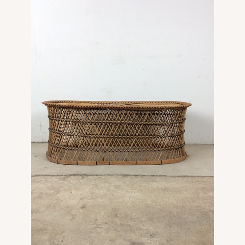 Used Vintage Rattan Oval Shaped Coffee Table for sale on AptDeco