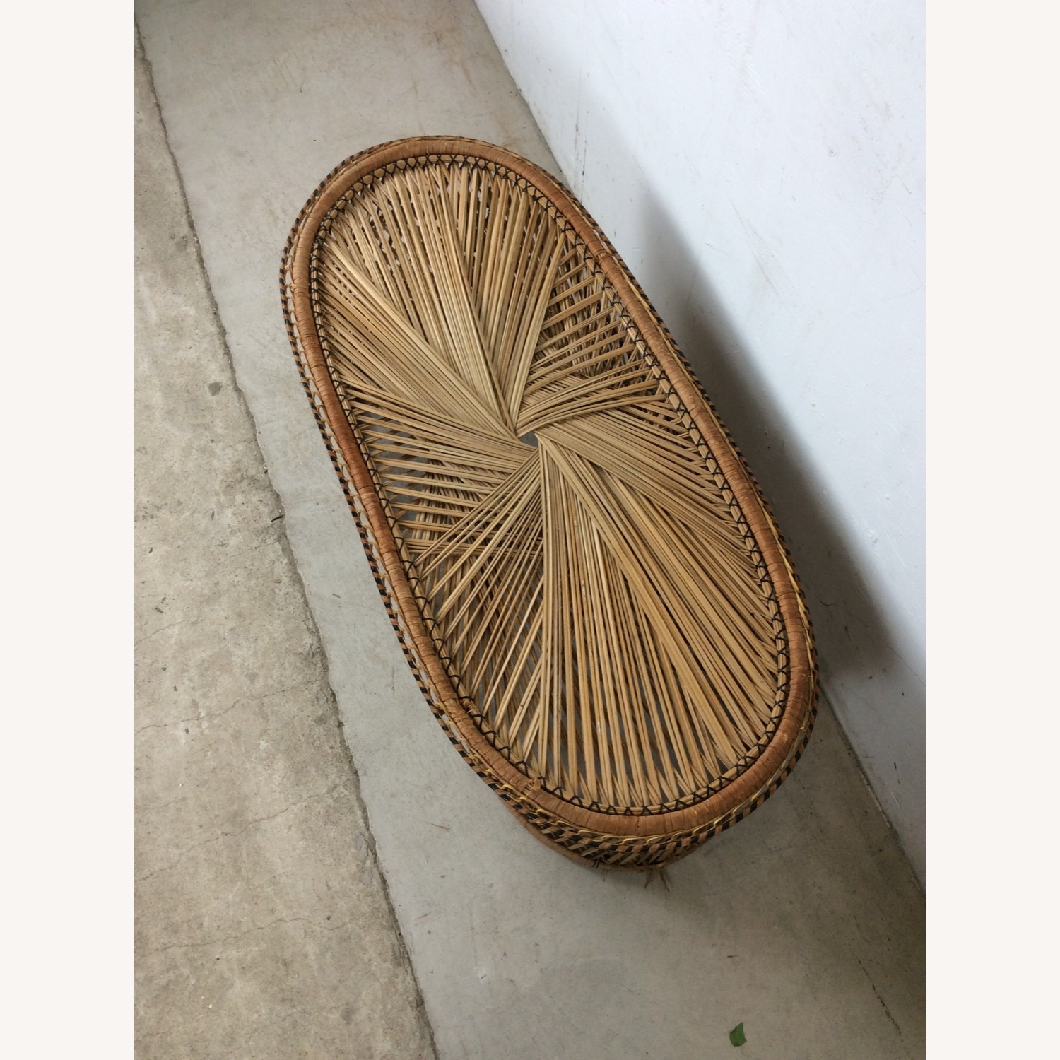 Vintage Rattan Oval Shaped Coffee Table - image-3