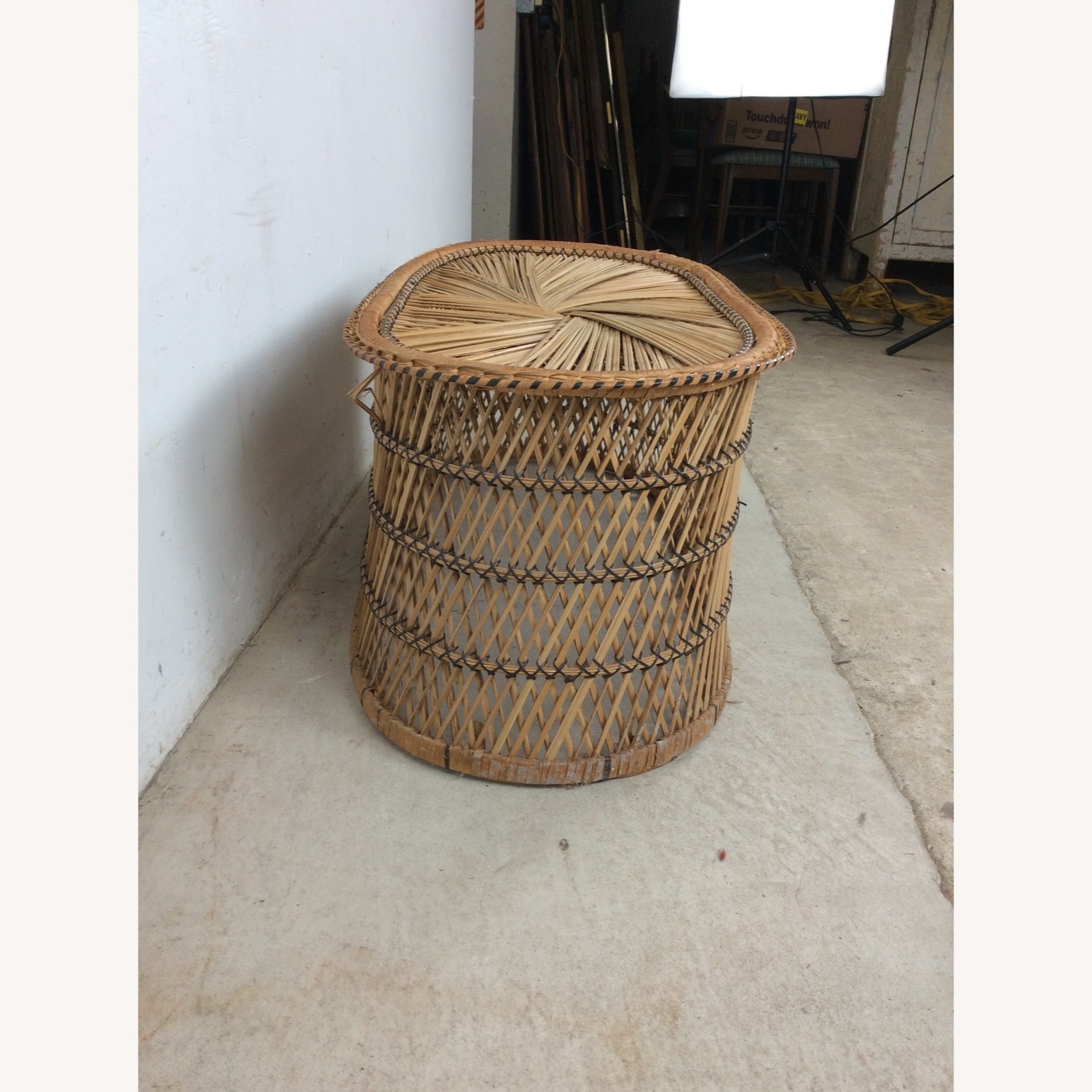 Vintage Rattan Oval Shaped Coffee Table - image-5